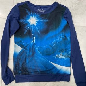 Disney Frozen long sleeve blue shirt , women’s medium. Gently worn. Hot Topic